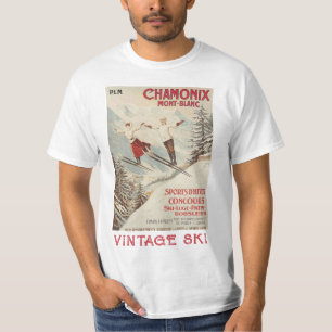 Chamonix Mont Blanc Vintages französisches Skipost T-Shirt
