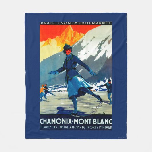 Chamonix-Mont Blanc Vintages PosterEurope Fleecedecke (Vorderseite)
