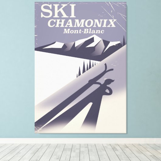 Chamonix-Mont-Blanc Vintages Skiposter Leinwanddruck (Insitu (Holzboden))