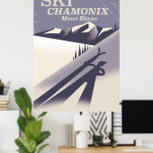 Chamonix-Mont-Blanc Vintages Skiposter Poster (Heimbüro)