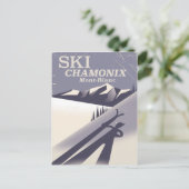 Chamonix-Mont-Blanc Vintages Skiposter Postkarte (Stehend Vorderseite)