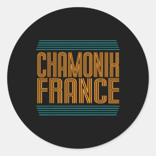 Chamonix Retro Französische Alpen Skifahren Frankr Runder Aufkleber