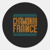 Chamonix Retro Französische Alpen Skifahren Frankr Runder Aufkleber (Vorderseite)