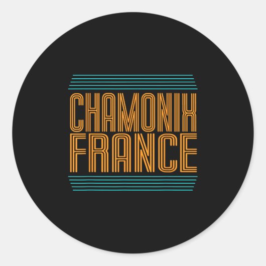Chamonix Retro Französische Alpen Skifahren Frankr Runder Aufkleber (Vorderseite)