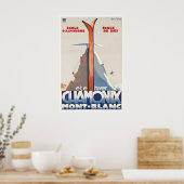 Chamonix Ski Poster Mont Blanc Kunst Frankreich Re (Küche)