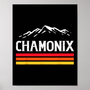 Chamonix Ski Resort Berg Frankreich Skifahren Retr Poster