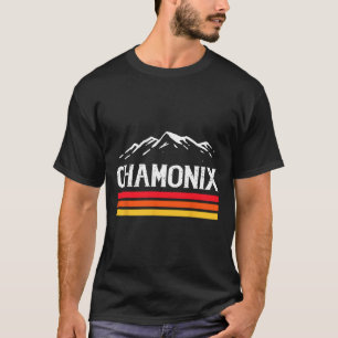 Chamonix Ski Resort Berg Frankreich Skifahren Retr T-Shirt