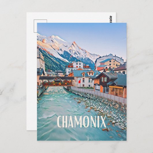 Chamonix Skistation Postkarte (Vorne/Hinten)