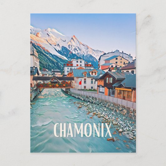 Chamonix Skistation Postkarte (Vorderseite)