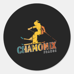 Chamonix Vintage-Skigebiet Frankreich Alpinski Runder Aufkleber