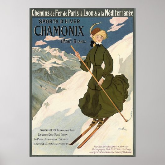 Chamonix Vintages französisches Skiposter Poster (Vorne)