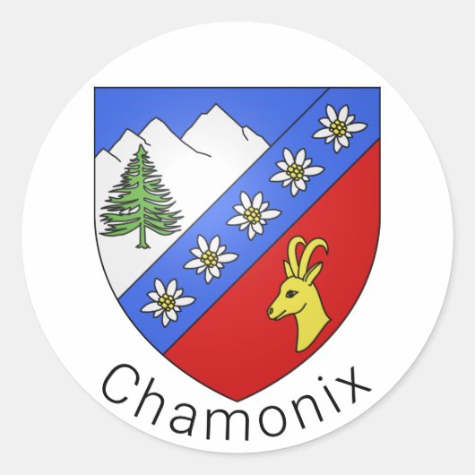 Chamonix-Wappen Runder Aufkleber (Vorderseite)
