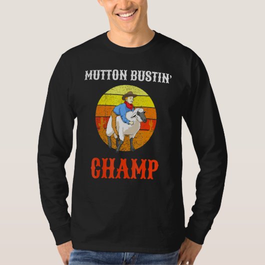 Champ Buster Sheep Riding Mutton Busting T-Shirt (Vorderseite)