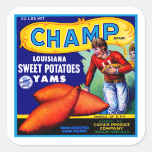 Champ Sweet Potato Quadratischer Aufkleber