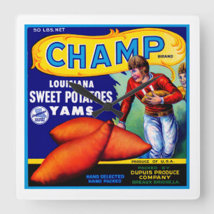 Champ Sweet Potatoes Quadratische Wanduhr