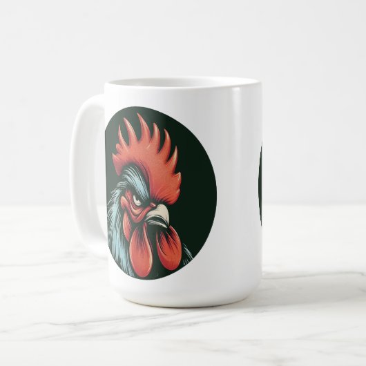 "Champ the Grumpy Rooster" Mug Kaffeetasse (Vorderseite Links)
