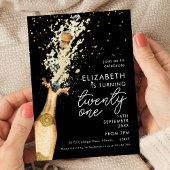 Champagne 21. Geburtstag Schwarze Gold Einladung