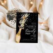 Champagne 21. Geburtstag Schwarze Gold Einladung