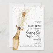 Champagne 21st Birthday White Gold Invitation  Einladung (Vorderseite)