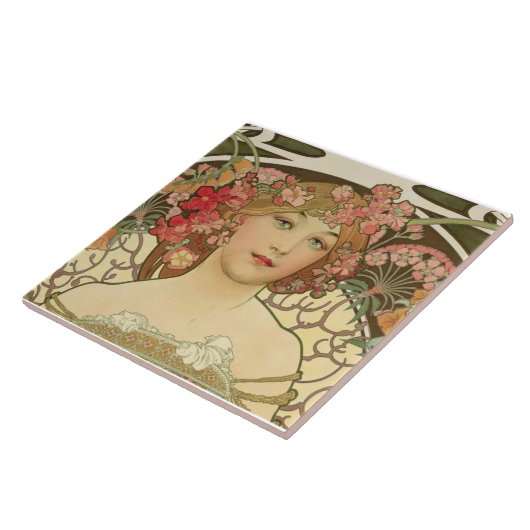 Champagne Alphonse Mucha Keramik Tile Fliese (Seite)