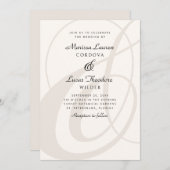 Champagne Ampersand Script Calligrafy Wedding Einladung (Vorne/Hinten)