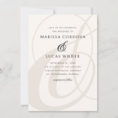 Champagne Ampersand Script QR Code Hochzeit Einladung (Vorderseite)