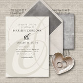 Champagne Ampersand Script QR Code Hochzeit Einladung