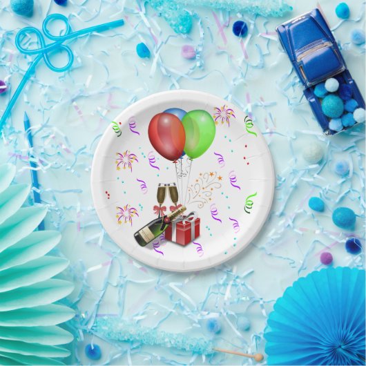 Champagne and Confetti New Years Pappteller (Party)