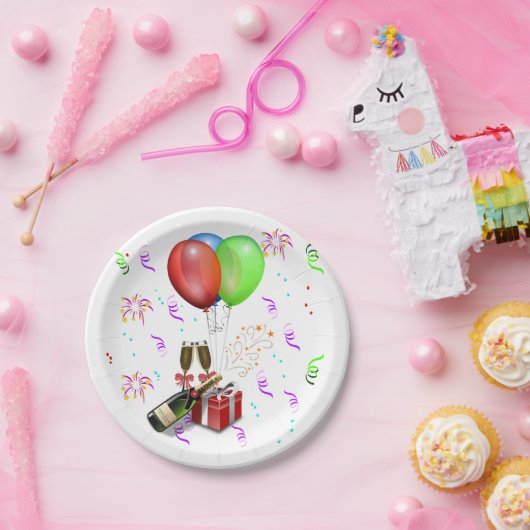 Champagne and Confetti New Years Pappteller (Party)