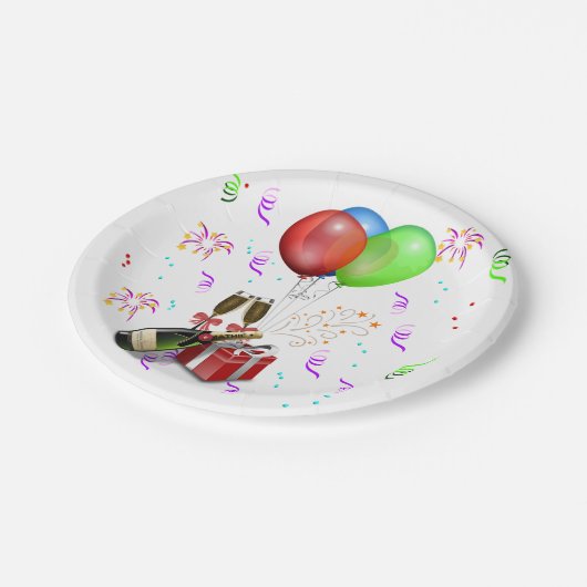 Champagne and Confetti New Years Pappteller (Schrägansicht)
