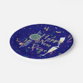 Champagne and Countdown Clock New Years Pappteller (Schrägansicht)