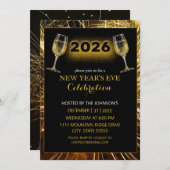 Champagne and Fireworks New Year's Einladung (Vorne/Hinten)