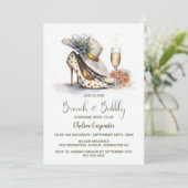 Champagne and Polka Dot Shoes Brunch and Bubbly Einladung (Stehend Vorderseite)