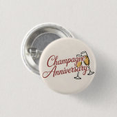 Champagne Anniversary Celebration Script Graphic Button (Vorne & Hinten)