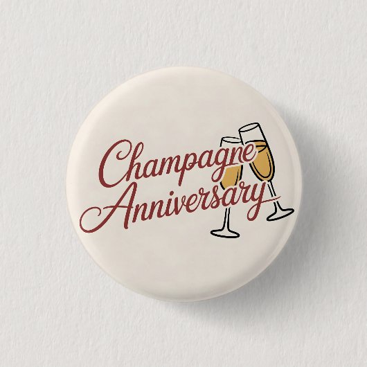 Champagne Anniversary Celebration Script Graphic Button (Vorderseite)