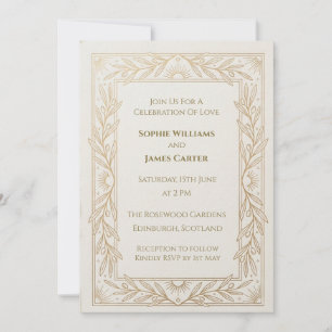 Champagne Art Deco Hochzeitseinladung Einladung
