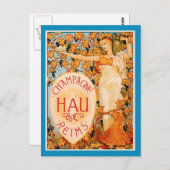 Champagne Art Nouveau Poster Art Postkarte (Vorne/Hinten)