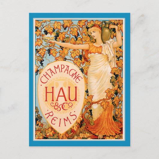 Champagne Art Nouveau Poster Art Postkarte (Vorderseite)