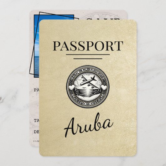 Champagne Aruba Passport Save the Date (Vorne/Hinten)