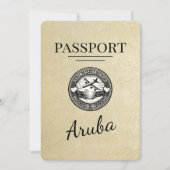 Champagne Aruba Passport Save the Date (Vorderseite)