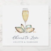 Champagne & Austern "Cheers to Liebe" Schaumweinetikett (Einzelnes Label)