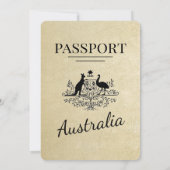 Champagne Australia Passport Wedding Einladung (Rückseite)