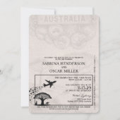 Champagne Australia Passport Wedding Einladung (Vorderseite)