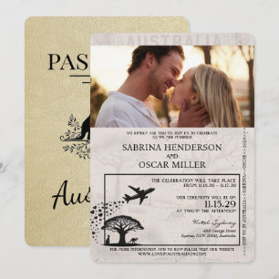 Champagne Australien Reisepass Hochzeitseinladung Einladung