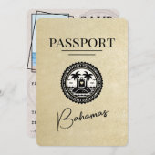 Champagne Bahamas Passport Save the Date (Vorne/Hinten)