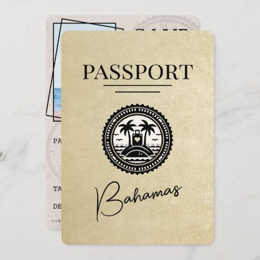 Champagne Bahamas Passport Save the Date (Vorne/Hinten)