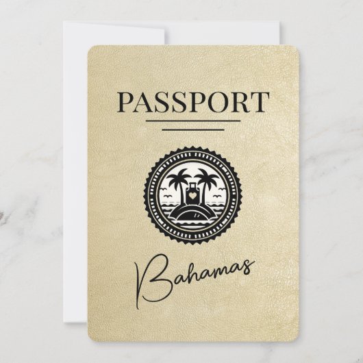 Champagne Bahamas Passport Save the Date (Vorderseite)