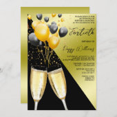 Champagne & Balloons 40. Geburtstag Einladung (Vorne/Hinten)