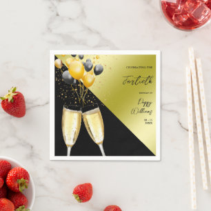 Champagne & Balloons 40. Geburtstag Serviette