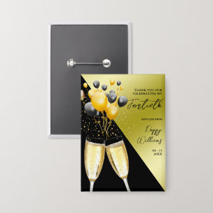 Champagne & Balloons 40. Geburtstags-Abzeichen Button